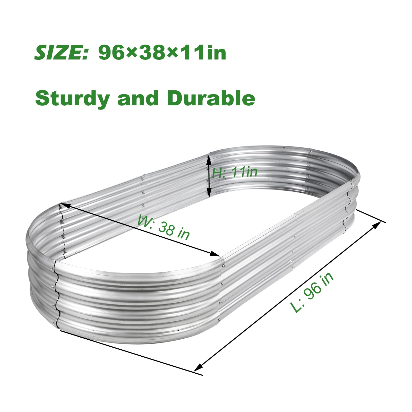 Nana Guard Galvanized Raised Garden Bed Kit 2Pack 8ft, Galvanized Planter Boxes Outdoor, Oval Metal Raised Garden Beds