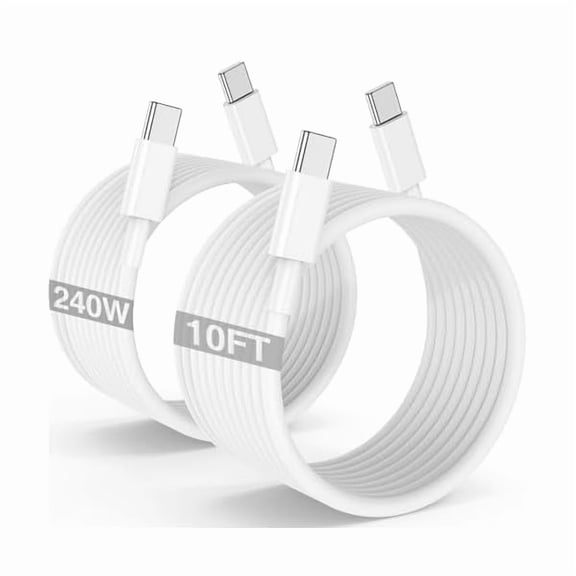 Quyaojz 240W Long USB C to C Fast Charging Cable 10ft, Type C to C Charger Cord for iPhone 17 /17 Air/16 /16 Plus/15 Pro, MacBook Pro/Laptop/iPad Pro/Mini, Samsung Galaxy S25/S24/S23 Ultra