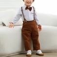 thumbnail image 2 of Zshosam Toddler Suit Set Baby Boy Clothes Outfit Suit Long Sleeve Gentleman Tuxedo Vest Wedding Birthday Party Suit Size 12 18 Months,(Brown 12-18 Months), 2 of 9