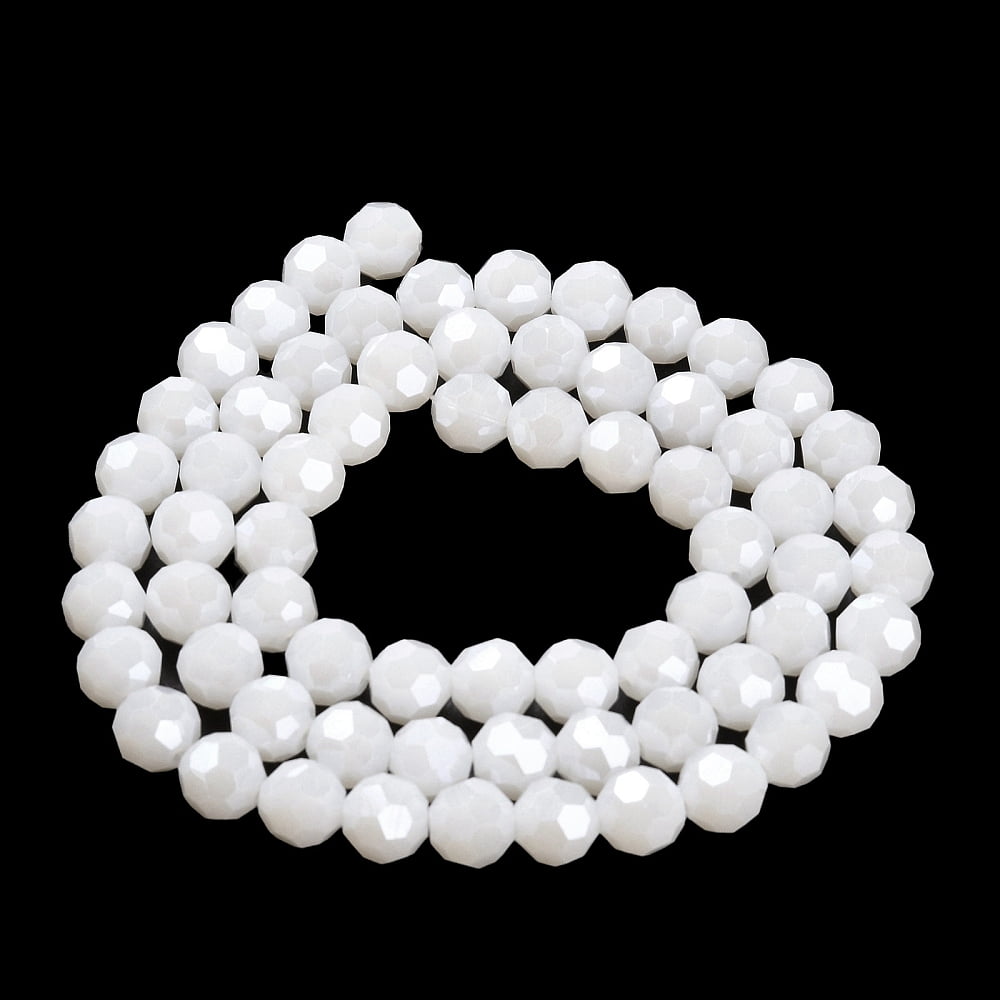 Electroplate Glass Beads Strands Faceted(32 Facets) Pearl Luster Plated Round WhiteSmoke 10mm Hole: 1.2mm about 65~69pcs/strand 23.03~24.49 inch(58.5~62.2cm)