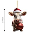 thumbnail image 3 of Giyblacko Christmas Ornament Pendant Christmas Hat Cow Decoration Cute Cartoon Christmas Cow Car Pendant Home Tree Decoration Christmas Tree Pendant Home Decoration, 3 of 5