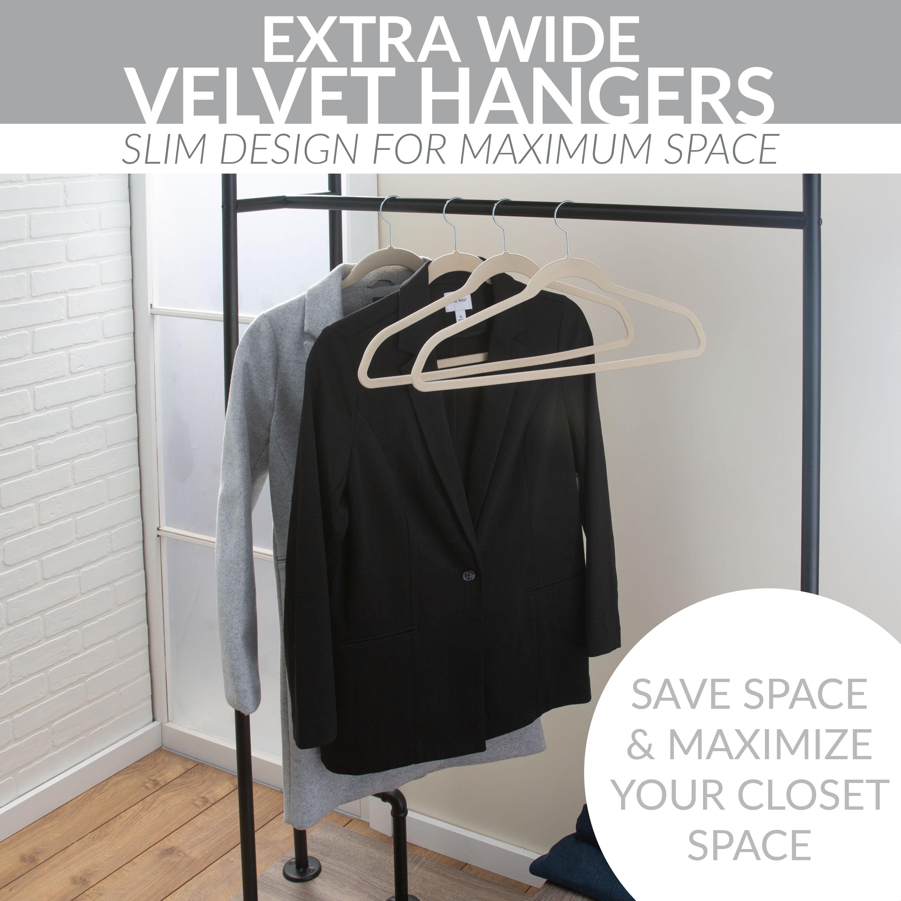 Simplify 24 Pack Extra Wide Velvet Coat Hangers in Ivory 