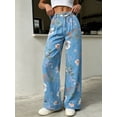 thumbnail image 3 of Floral Print Women Long Jeans Wide Leg Casual Denim Pants, 3 of 7