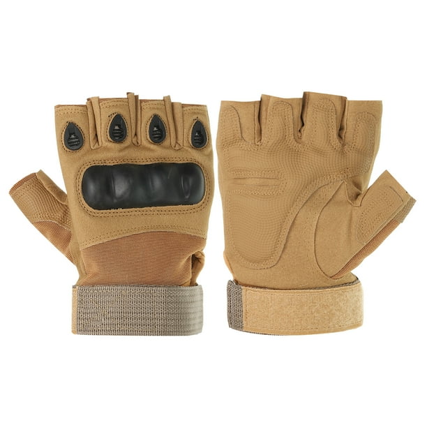Guantes sin dedos Uxcell para trabajo al aire libre, guantes de medio dedo, guantes transpirables color marrón, XL