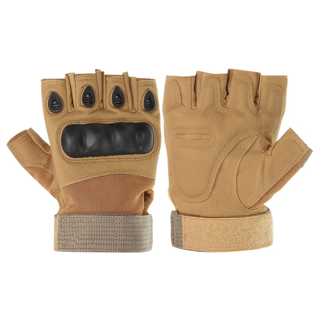 Guantes sin dedos Uxcell para trabajo al aire libre, guantes de medio dedo, guantes transpirables color marrón, XL