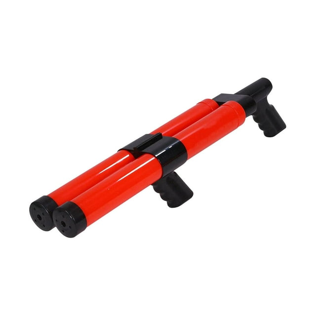 A Dual Barrel Water Blaster Toy For Outdoor Play With Long Range Shooting Fun Summer Activity 9.84 Inches Long Easy To Fill Design