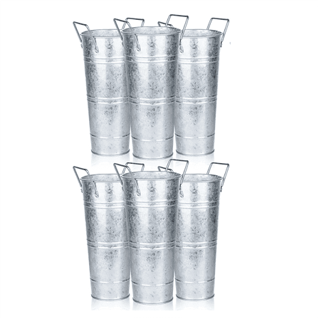 6 Pcs Galvanized Bucket Flower Bar,10 Inch with Handles, Bar Supplies and Buckets Farmho ywm58
