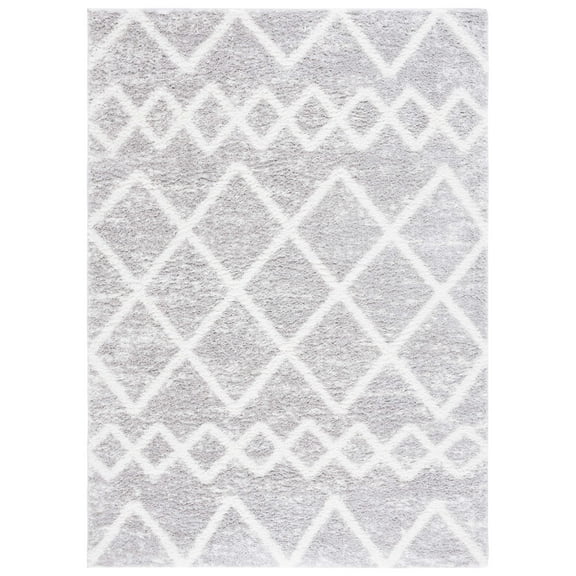 SAFAVIEH Berber Shag Phyliss Trellis Area Rug, Grey/Ivory, 5'5" x 7'7"