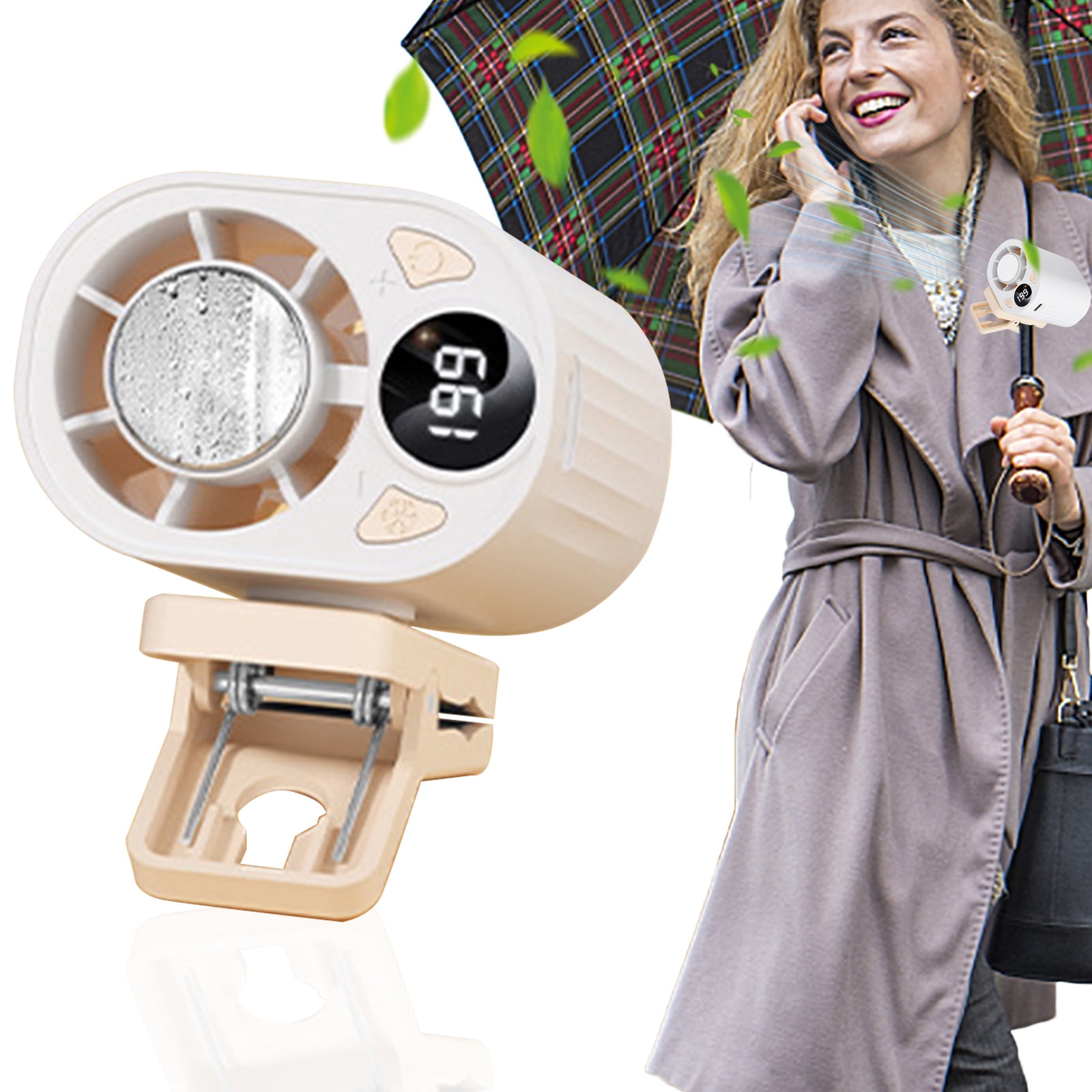 2026 Clip-On Mini Fan, USB Rechargeable Portable Air Conditioner Fan, 3-Speed Silent Bladeless