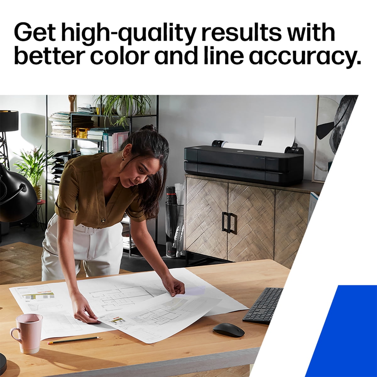 HP DesignJet T210 24" Wireless Large Format Color Thermal Inkjet Plotter Printer, 2025 Edition, Bundle with Matte Bond Inkjet Paper Roll