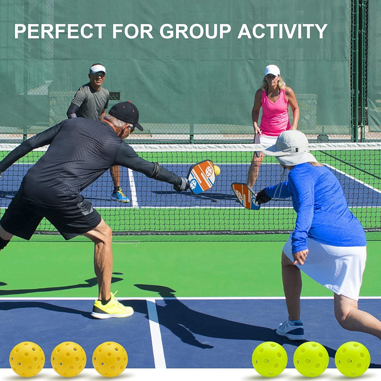 BEIVES Wood Pickleball Paddles Set of 4 - Pickle Ball Rackets with Indoor Outdoor Balls & Bag