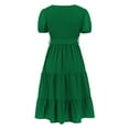 thumbnail image 5 of Women's Flowy Casual Mini Dresses Summer Smocked V Neck Flutter Sleeve Ruffle Dress, 5 of 8