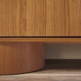 thumbnail image 6 of Walker Edison Modern Large Curved Wood Sideboard TV Stand, Medium Brown Oak, 6 of 12