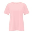 thumbnail image 6 of OSOLU Women Solid Color Crew Neck Loose Casual T-Shirt Short Sleeve Tee Tops Comfort Dailywear, 6 of 6