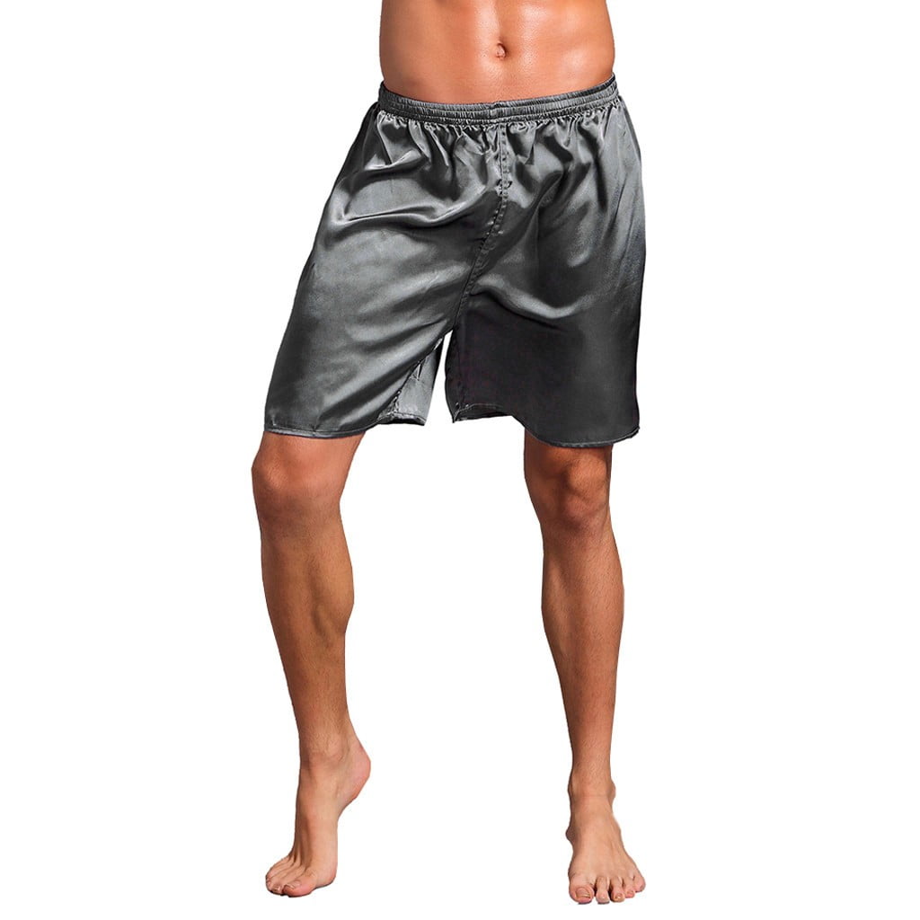 Men's Silk Satin Underwear Homewear Underpants Boxer Shorts Wine Red Buy 2 get1 