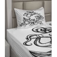 thumbnail image 2 of Ambesonne Octopus Fitted & Top Sheet Set with Sham, Nautical Theme Anchor, Black White, 2 of 4