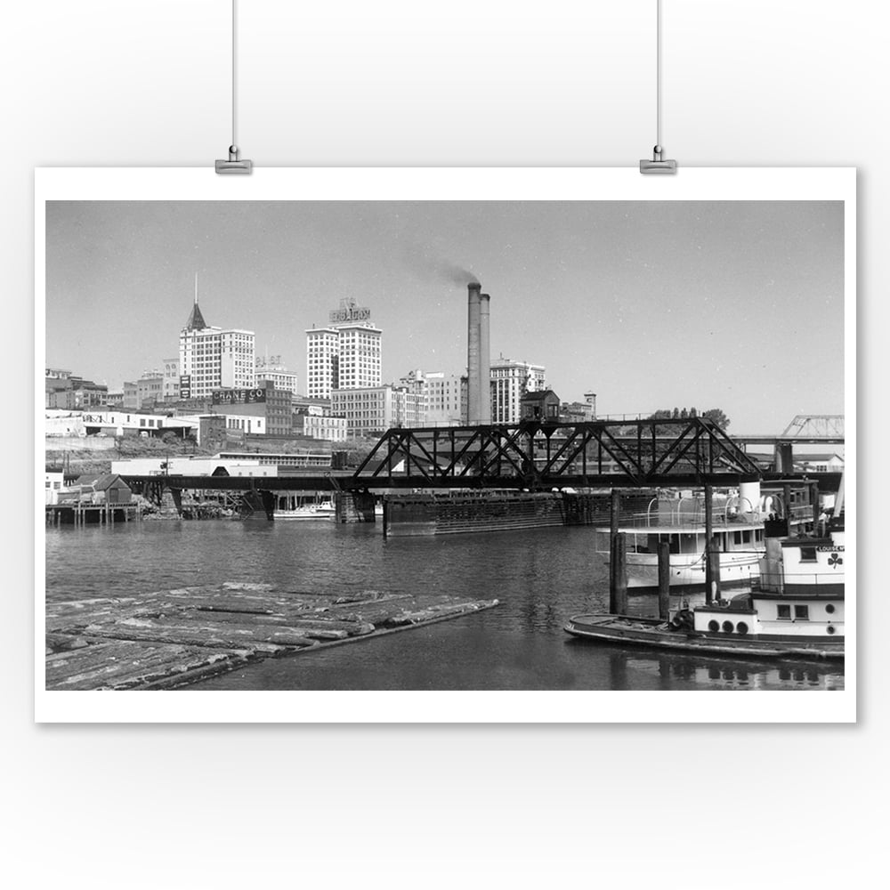 Art & Collectibles Giclée WA Poster with Skyline as Single Line