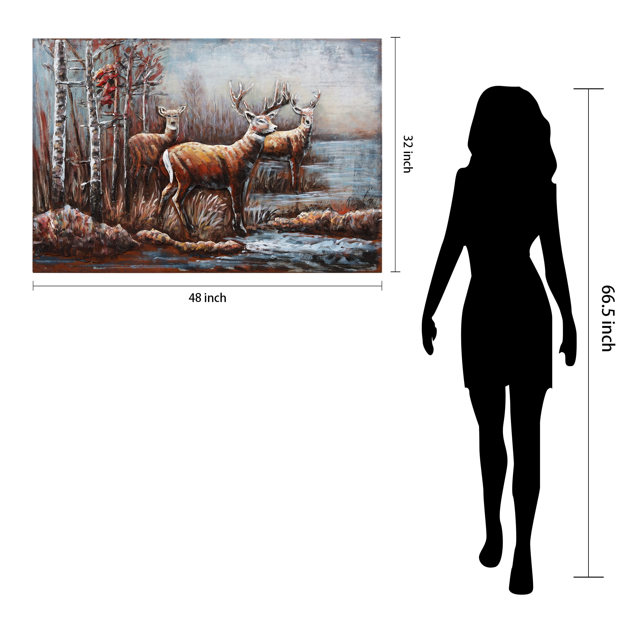 Empire Art Direct PMO-181803-3248 Deer Mixed Media Iron Hand Painted Dimensional Wall Art