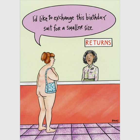 Oatmeal Studios Birthday Suit Return Desk Funny / Humorous Feminine Birthday Card for Her : Woman