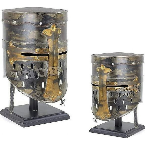 THOR INSTRUMENTS Medieval Templar Crusader Knight Armor Helmet With Stand Rustic Vintage Home Decor Gifts