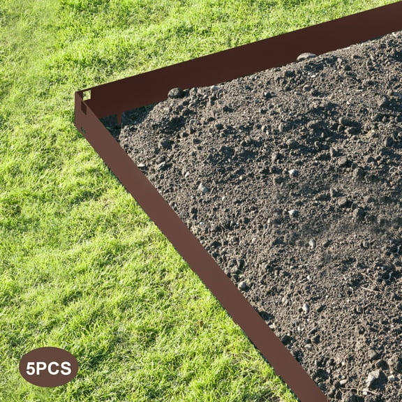 Steel Lawn Edging, 5PCS Metal Landscape Edging, 3"x39" Garden Edging Border, Flexible Steel Landscape Border, 16.25 ft Length Landscaping Metal Edging, Brown Lawn Edge for Garden Yard