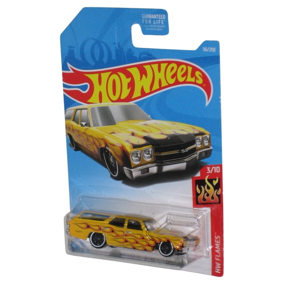 Hot Wheels '70 Chevelle SS Wagon (2017) HW Flames 3/10 Yellow Toy Car 56/250