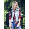 thumbnail image 2 of INSPIRE CHIC Women's Washed Chest Flap Pockets Single Breasted Denim Vest, 2 of 3