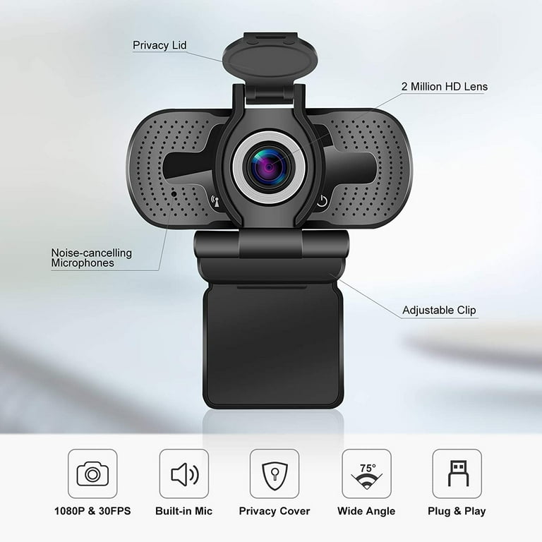 Ziqarr FHD 1080p Webcam With Ring Light - Built-in Mic & Privacy Cover For Streaming