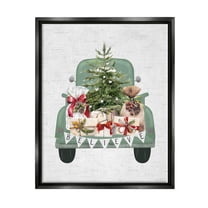 Stupell Industries Christmas Gift Pickup Holiday Painting Black Floater Framed Canvas Art Print Wall Art, 17 x 21
