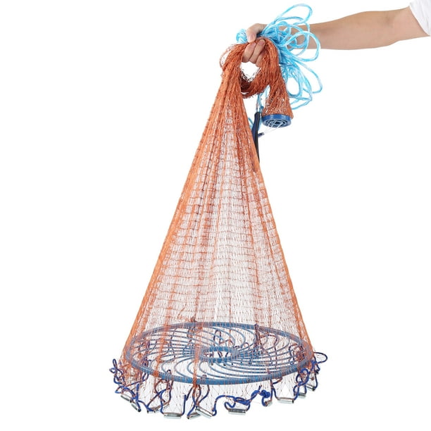 YLSHRF 240cm Fishing Casting Net Igh Strength Easy Throw Hand Cast Net With  Flying Disc And Sinkers For Ocean, Lake, Pond, River