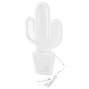 Transparent Night Light Decorative Cactus Neon Light LED Wall Decoration for Bedroom Party (White)