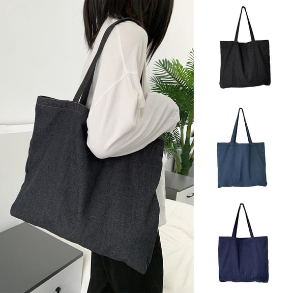 TTJ Tote Bags Women Work Bag Women's Fashionable Casual Daily Plaid Interior Versatile Underarm Denim Tote Bag Shoulder Bag