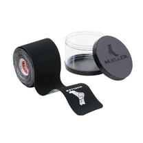 Mueller Typhoon Elite Kinesiology Therapeutic Tape, Black, 20 Pre-Cut I-Strips, (Canister Included)