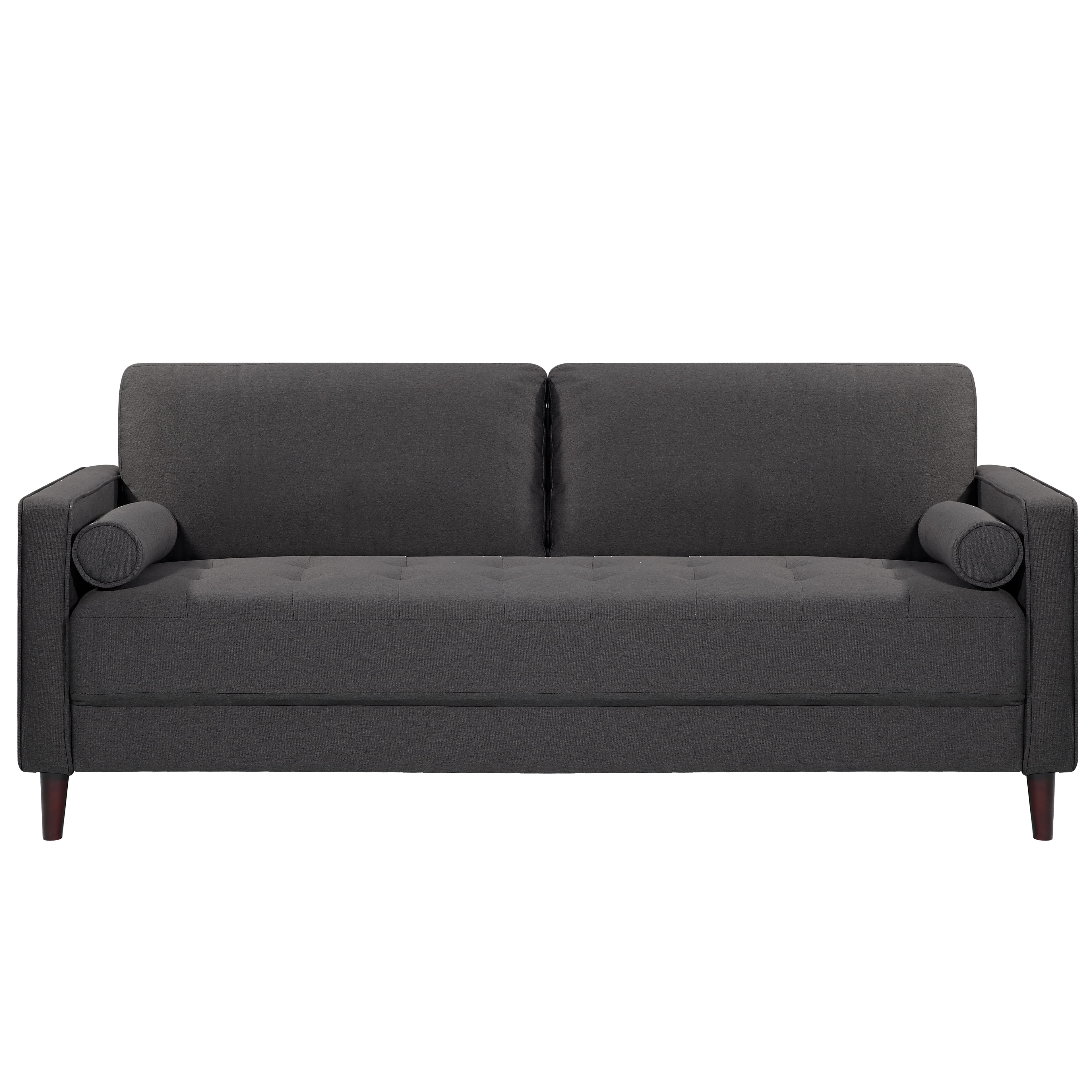 Studio Living Lorelei Mid-Century Modern Cushion Back Upholstered Sofa, Heather Gray Fabric