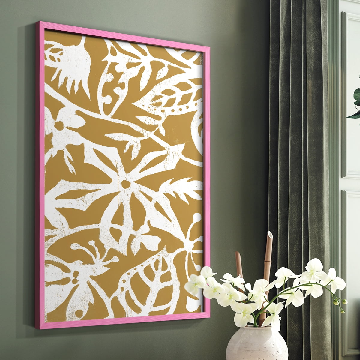 White On White IV V31 Framed Print in Pink Solid Wood 11 x 14 Framed Print