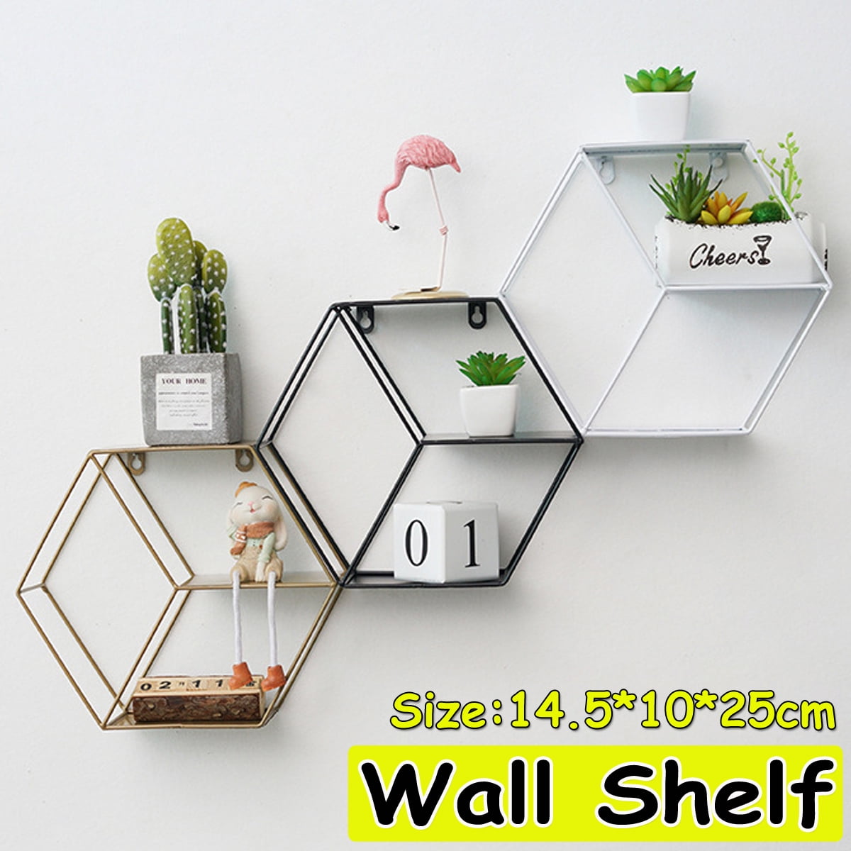 Iron Wall Shelf Wire Magazine Rack Metal Storage Art Decor Hexagonal Floating Display Stand Walmart Canada