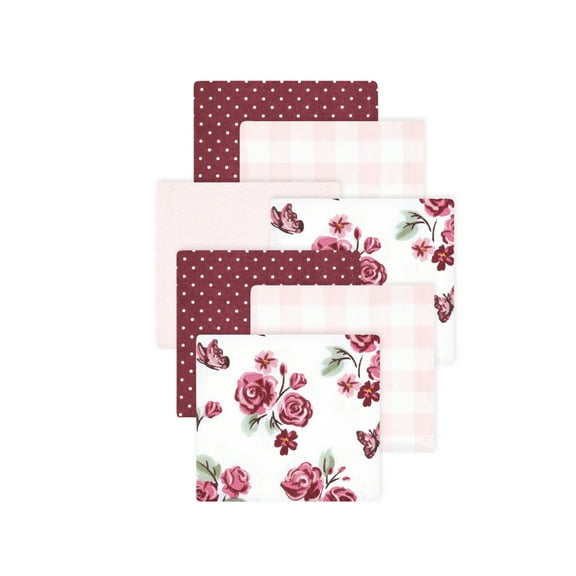 Little Treasure Hudson Baby Girls Cotton Poly Flannel Receiving Blankets Multipack, Red Sweet Roses, 30x30 inches