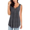 thumbnail image 1 of Womens Summer Sleeveless V Neck Solid Color Casual Swing Shirts Flowy Tank Tops Blouses with Buttons, 1 of 3