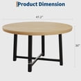 thumbnail image 3 of Huisuilinss Round Dining Table For 4 To 6,47" Industrial Circle Dinner Table,Wood Kitchen Table With Metal Frame For Dining Room Kitchen Living Room,Chairs Not Included, 3 of 7