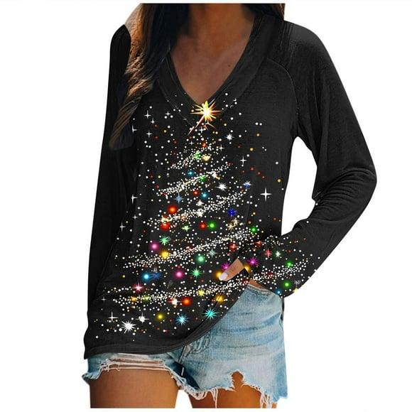 Ladies Tops and Blouses, Elegant Christmas Printed Top