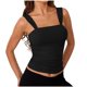 thumbnail image 2 of Blusa de poliéster para mujer, sin mangas, con cuello cuadrado y tirantes finos, de color liso, 2 of 9
