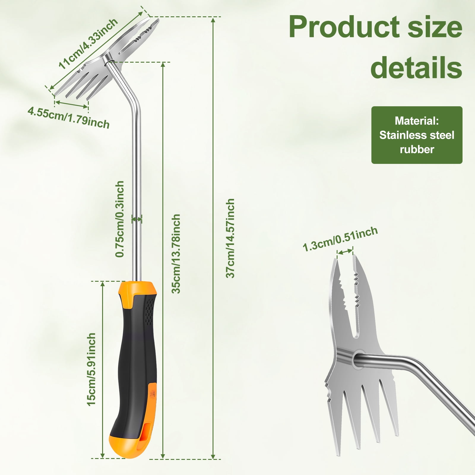 HKJUNFEI 2Pcs Weed Puller Tool with 2 in 1 Dual Head & Ergonomic Comfortable Grip Bionic Clamp Bite for Yard Farm Gardening Deep Roots