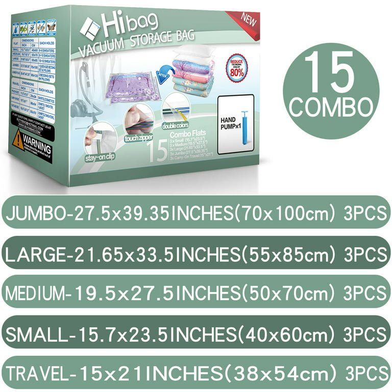 Hibag Premium Space Saver Bags, 20 Pack Vacuum Compression Bags