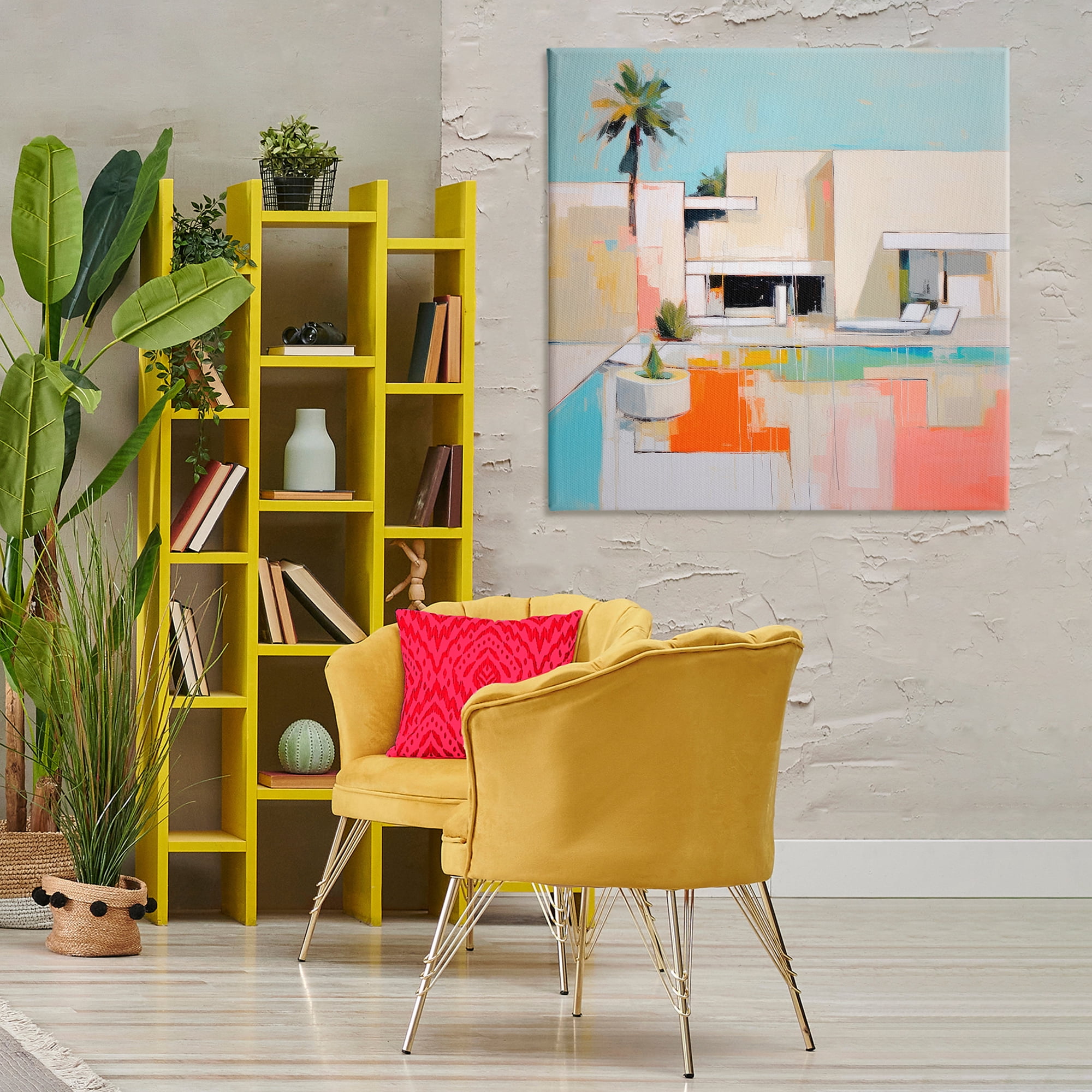 Stupell Industries Modern Tropical Villa Town & City Painting Gallery Wrapped Canvas Art Print Wall Art, 36 x 36