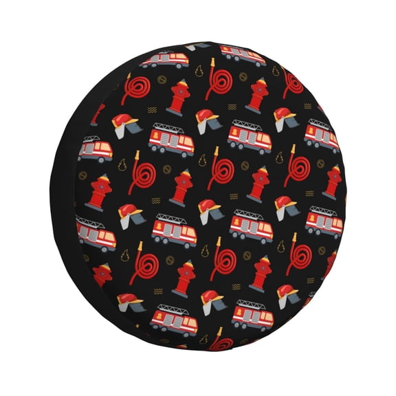 Rateoe Fire Fighting Pattern Tire Cover Wheel Protectors Weatherproof Wheel Covers Universal Fit for Trailer Rv SUV Truck Camper Travel Trailers Accessories-14 inch
