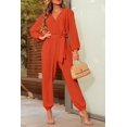 thumbnail image 4 of Mono Enterizo PRETTYGARDEN con Cuello en V y Cinturón Naranja Talla M, 4 of 7