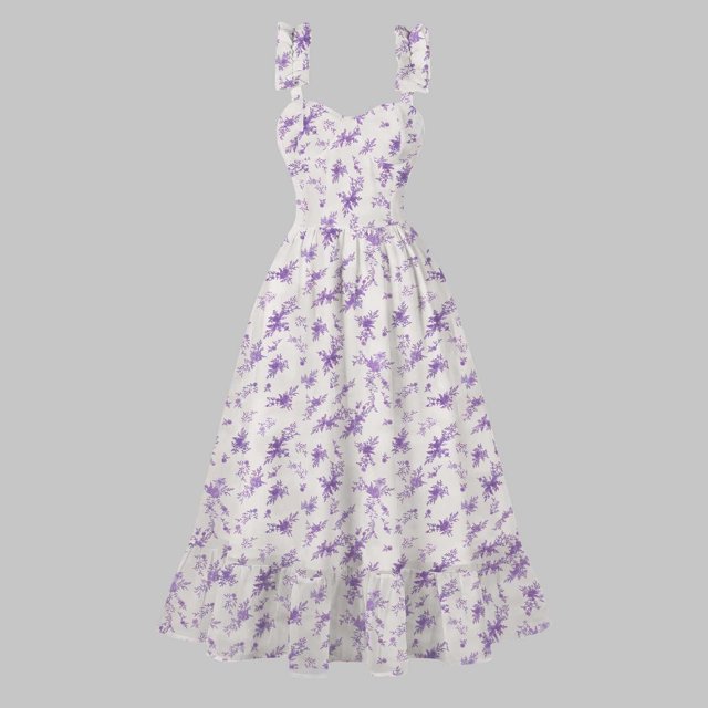Ovzne Robes d'Été pour Femmes 2025 Robe de Plage Robe Décontractée Imprimée d'Été à Grand Ourlet Sans Manches Col en V Robe de Vacances Imprimée Liquidation