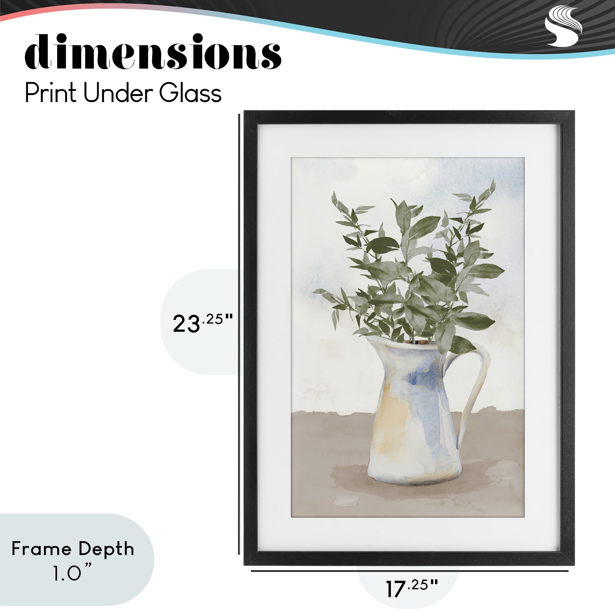 Stupell Industries Eucalyptus Botanicals Vase Black Framed Print Under Glass, design by Lanie Loreth