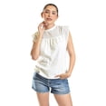 thumbnail image 1 of Blusa con detalle de encaje calado Roman Fashion/Juvenil, 6543 (Blanco) blanco G, 1 of 5