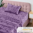 thumbnail image 6 of Lux Decor 3 Piece Twin XL Sheet Set, Brushed Microfiber Paisley Printed Bed Sheet Set with up to 16" Deep Pocket Fitted Sheet, Flat Sheet & Pillowcase - Easy Care (Purple), 6 of 9